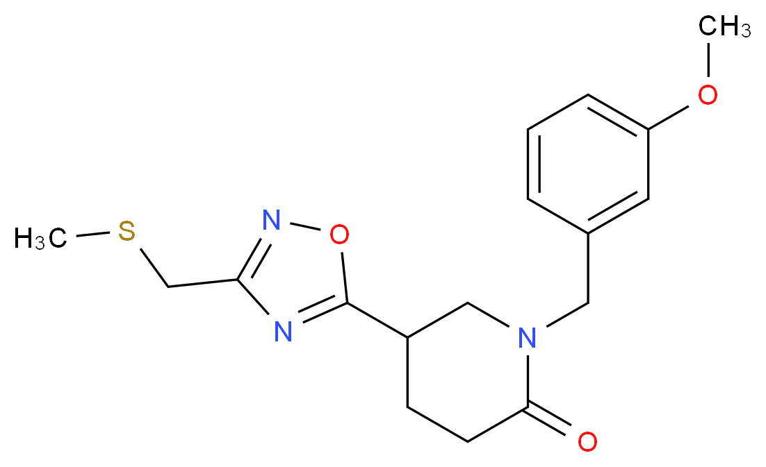 1-(3-methoxybenzyl)-5-{3-[(methylthio)methyl]-1,2,4-oxadiazol-5-yl}-2-piperidinone_Molecular_structure_CAS_)