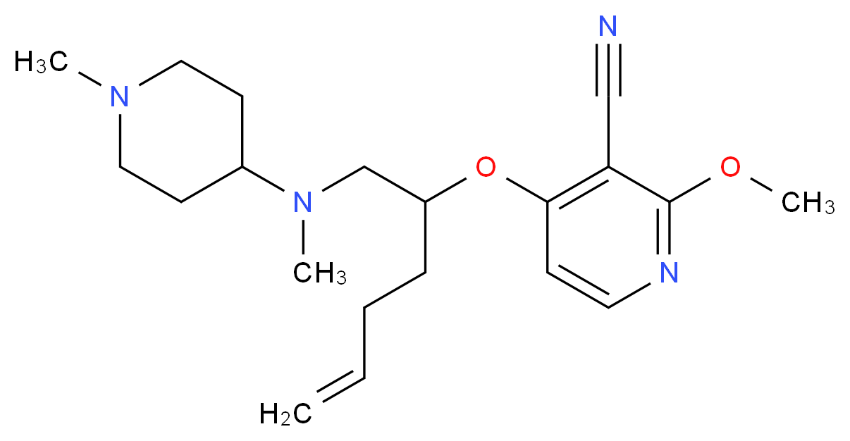 2-methoxy-4-[(1-{[methyl(1-methylpiperidin-4-yl)amino]methyl}pent-4-en-1-yl)oxy]nicotinonitrile_Molecular_structure_CAS_)