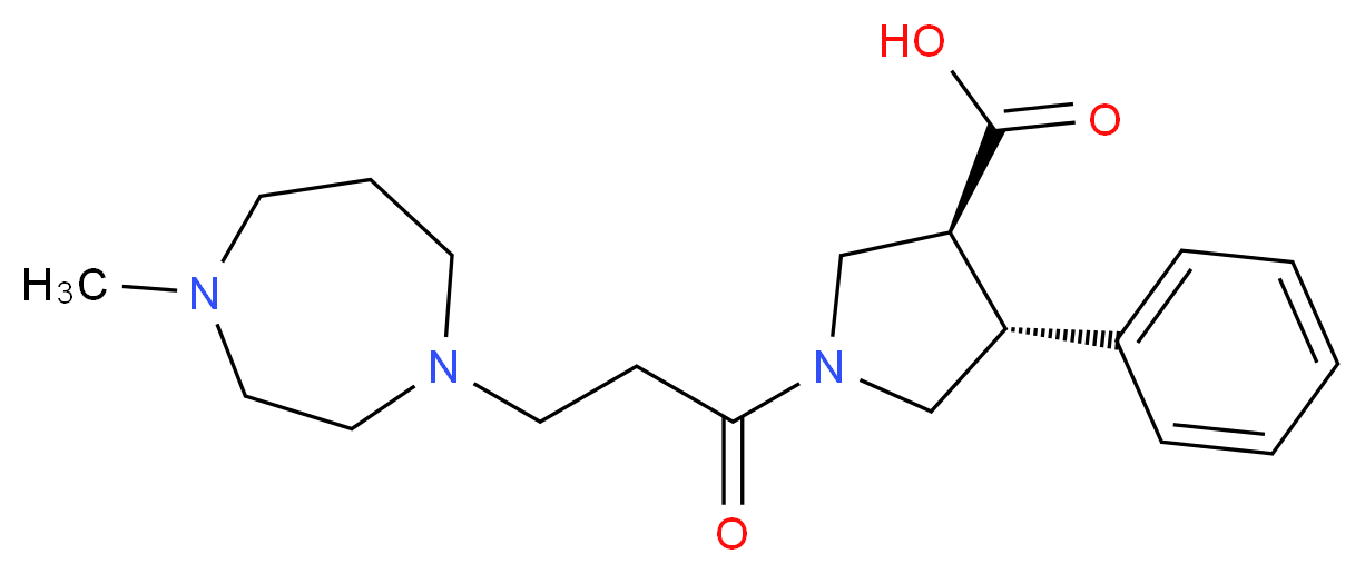 (3S*,4R*)-1-[3-(4-methyl-1,4-diazepan-1-yl)propanoyl]-4-phenyl-3-pyrrolidinecarboxylic acid_Molecular_structure_CAS_)