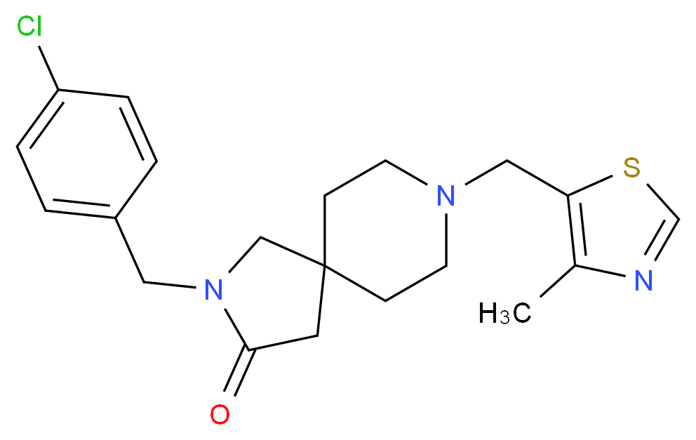 2-(4-chlorobenzyl)-8-[(4-methyl-1,3-thiazol-5-yl)methyl]-2,8-diazaspiro[4.5]decan-3-one_Molecular_structure_CAS_)