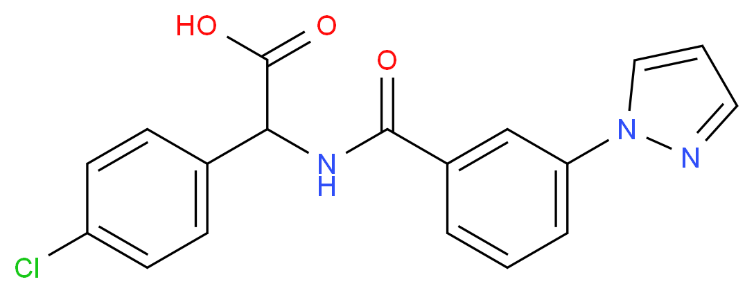 (4-chlorophenyl){[3-(1H-pyrazol-1-yl)benzoyl]amino}acetic acid_Molecular_structure_CAS_)