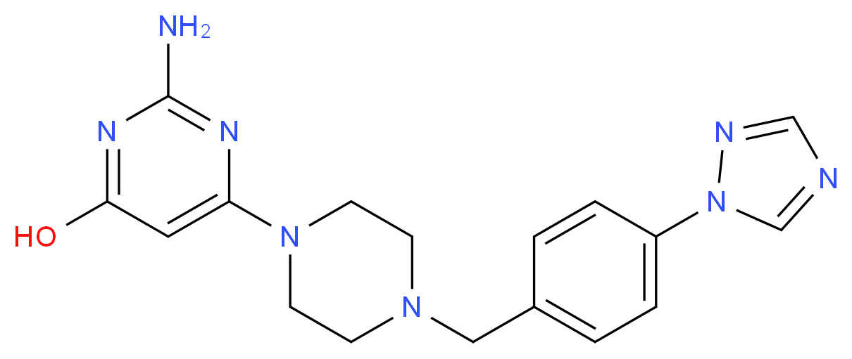 2-amino-6-{4-[4-(1H-1,2,4-triazol-1-yl)benzyl]piperazin-1-yl}pyrimidin-4-ol_Molecular_structure_CAS_)