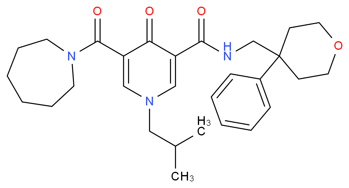 5-(1-azepanylcarbonyl)-1-isobutyl-4-oxo-N-[(4-phenyltetrahydro-2H-pyran-4-yl)methyl]-1,4-dihydro-3-pyridinecarboxamide_Molecular_structure_CAS_)