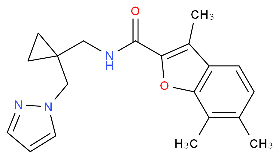3,6,7-trimethyl-N-{[1-(1H-pyrazol-1-ylmethyl)cyclopropyl]methyl}-1-benzofuran-2-carboxamide_Molecular_structure_CAS_)