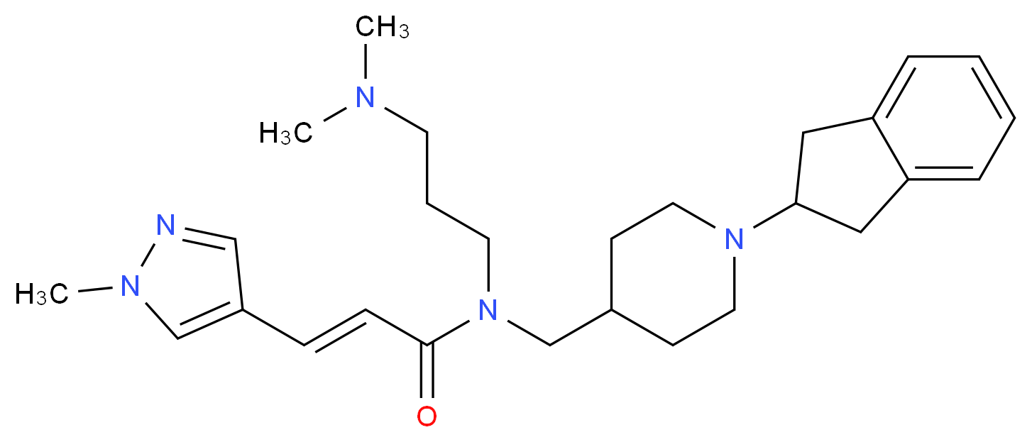 (2E)-N-{[1-(2,3-dihydro-1H-inden-2-yl)-4-piperidinyl]methyl}-N-[3-(dimethylamino)propyl]-3-(1-methyl-1H-pyrazol-4-yl)acrylamide_Molecular_structure_CAS_)