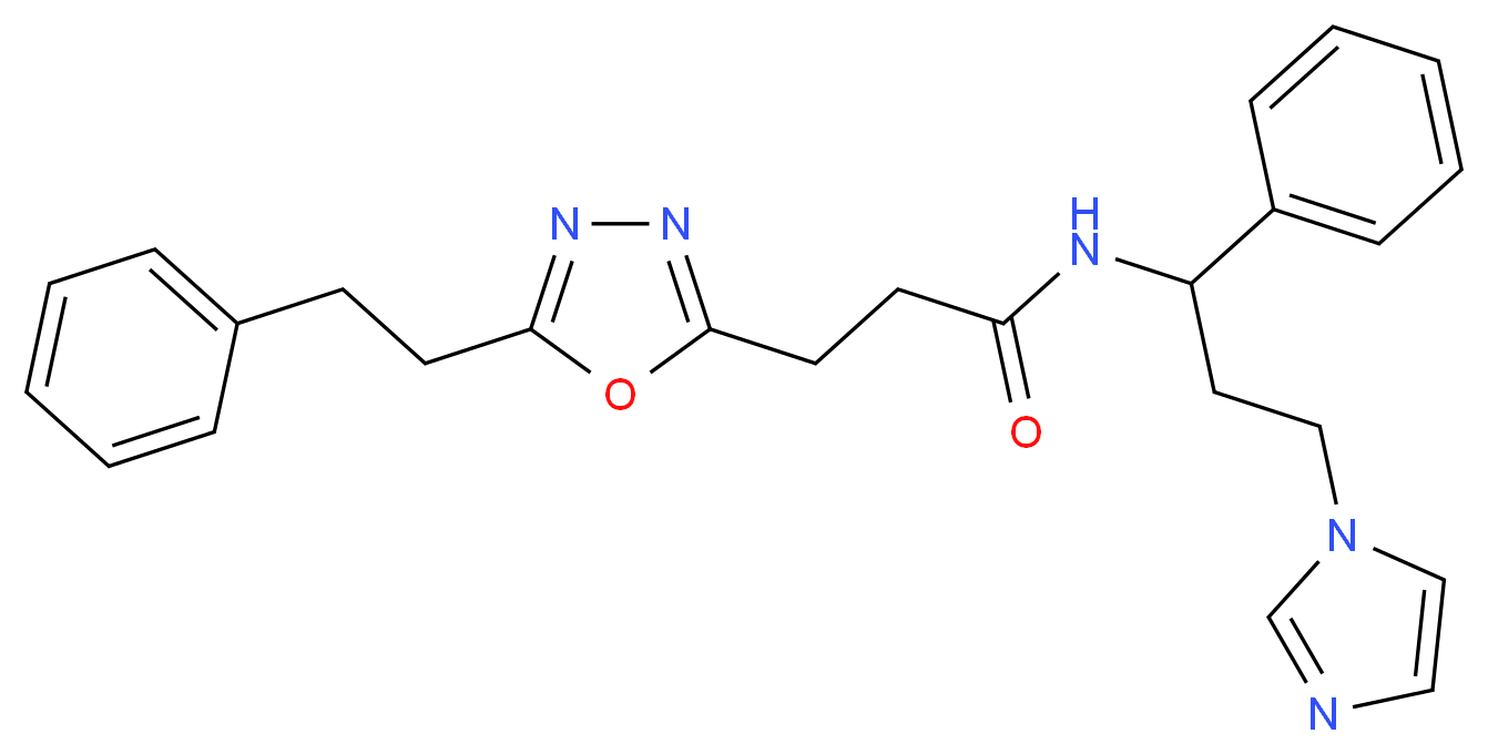 N-[3-(1H-imidazol-1-yl)-1-phenylpropyl]-3-[5-(2-phenylethyl)-1,3,4-oxadiazol-2-yl]propanamide_Molecular_structure_CAS_)