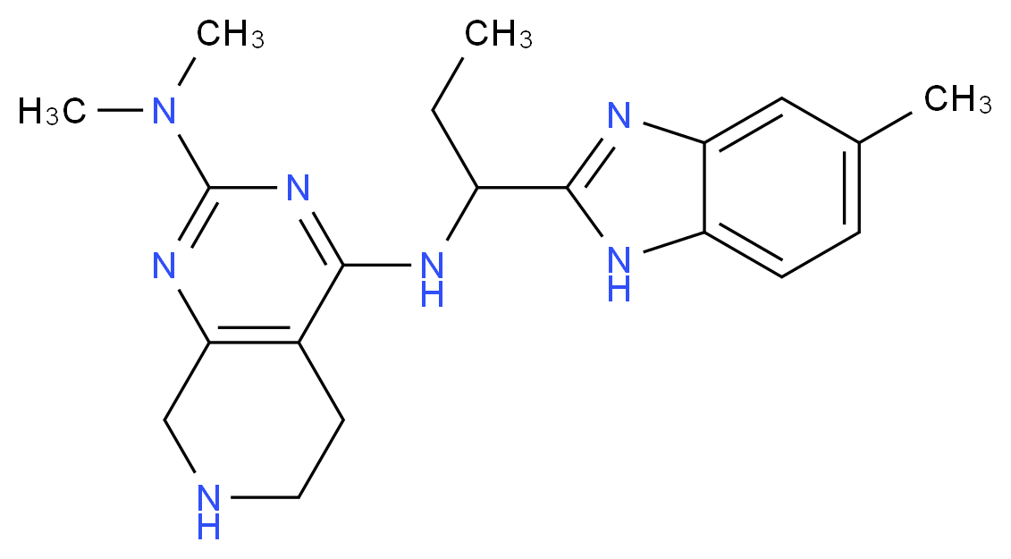 N~2~,N~2~-dimethyl-N~4~-[1-(5-methyl-1H-benzimidazol-2-yl)propyl]-5,6,7,8-tetrahydropyrido[3,4-d]pyrimidine-2,4-diamine_Molecular_structure_CAS_)