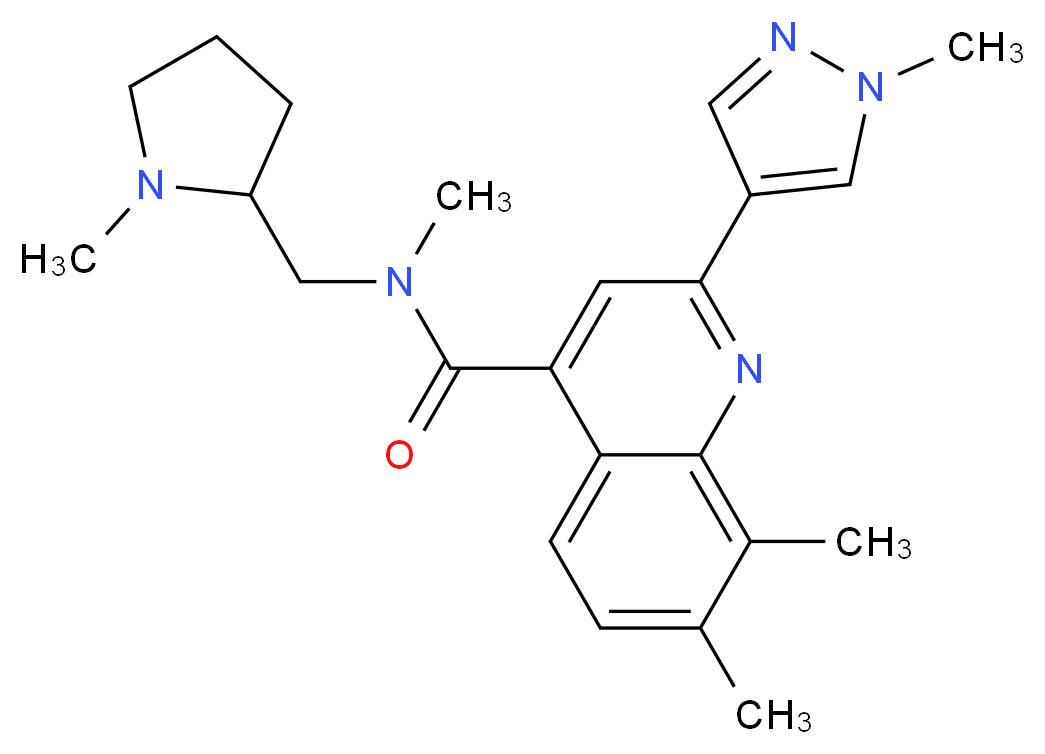N,7,8-trimethyl-2-(1-methyl-1H-pyrazol-4-yl)-N-[(1-methylpyrrolidin-2-yl)methyl]quinoline-4-carboxamide_Molecular_structure_CAS_)