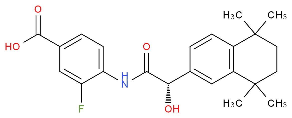 3-FLUORO-4-[2-HYDROXY-2-(5,5,8,8-TETRAMETHYL-5,6,7,8,-TETRAHYDRO-NAPHTALEN-2-YL)-ACETYLAMINO]-BENZOIC ACID_Molecular_structure_CAS_)