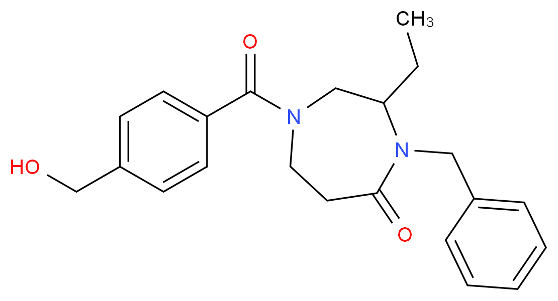 4-benzyl-3-ethyl-1-[4-(hydroxymethyl)benzoyl]-1,4-diazepan-5-one_Molecular_structure_CAS_)
