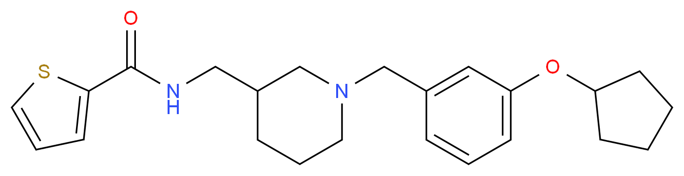 N-({1-[3-(cyclopentyloxy)benzyl]-3-piperidinyl}methyl)-2-thiophenecarboxamide_Molecular_structure_CAS_)