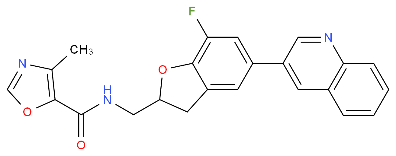 N-{[7-fluoro-5-(3-quinolinyl)-2,3-dihydro-1-benzofuran-2-yl]methyl}-4-methyl-1,3-oxazole-5-carboxamide_Molecular_structure_CAS_)