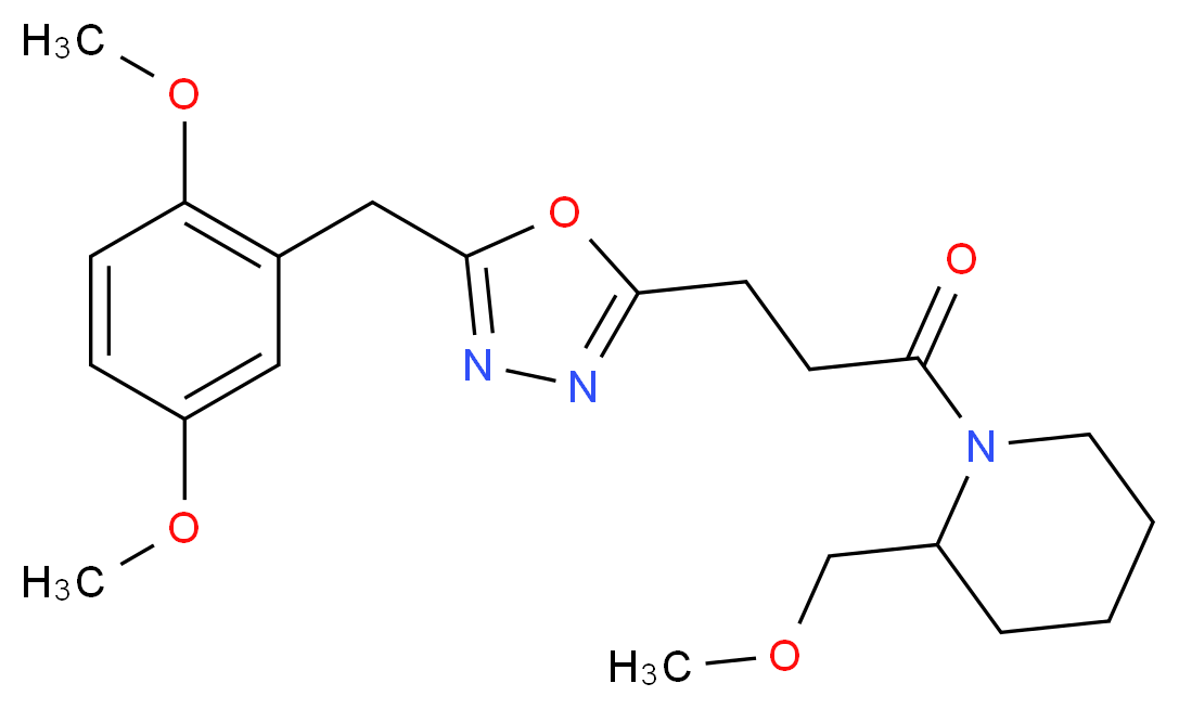 1-{3-[5-(2,5-dimethoxybenzyl)-1,3,4-oxadiazol-2-yl]propanoyl}-2-(methoxymethyl)piperidine_Molecular_structure_CAS_)
