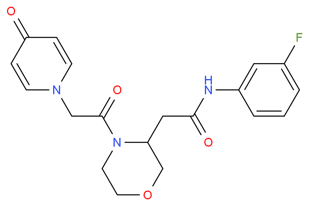 N-(3-fluorophenyl)-2-{4-[(4-oxo-1(4H)-pyridinyl)acetyl]-3-morpholinyl}acetamide_Molecular_structure_CAS_)