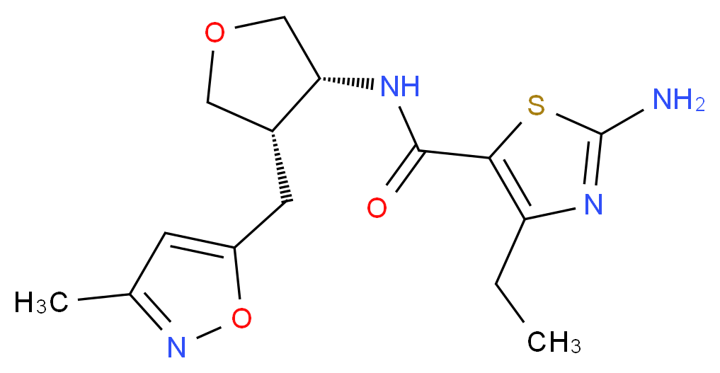 2-amino-4-ethyl-N-{(3R*,4S*)-4-[(3-methylisoxazol-5-yl)methyl]tetrahydrofuran-3-yl}-1,3-thiazole-5-carboxamide_Molecular_structure_CAS_)