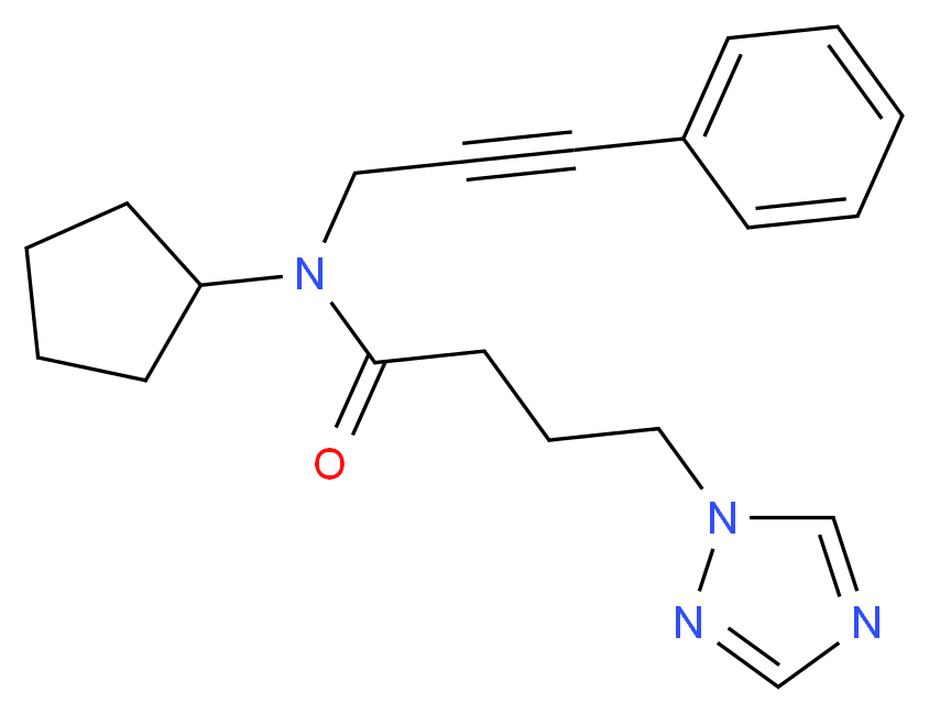 N-cyclopentyl-N-(3-phenylprop-2-yn-1-yl)-4-(1H-1,2,4-triazol-1-yl)butanamide_Molecular_structure_CAS_)