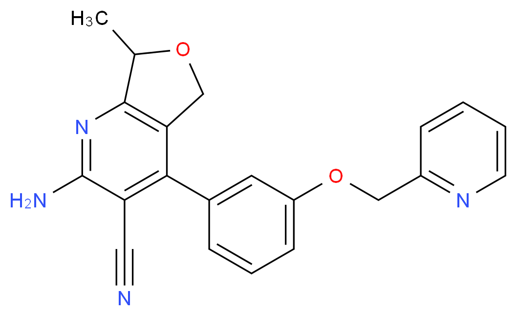 2-amino-7-methyl-4-[3-(pyridin-2-ylmethoxy)phenyl]-5,7-dihydrofuro[3,4-b]pyridine-3-carbonitrile_Molecular_structure_CAS_)