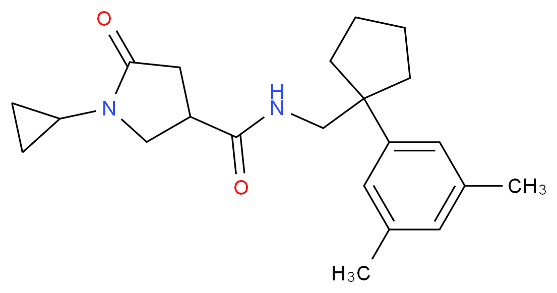 1-cyclopropyl-N-{[1-(3,5-dimethylphenyl)cyclopentyl]methyl}-5-oxo-3-pyrrolidinecarboxamide_Molecular_structure_CAS_)