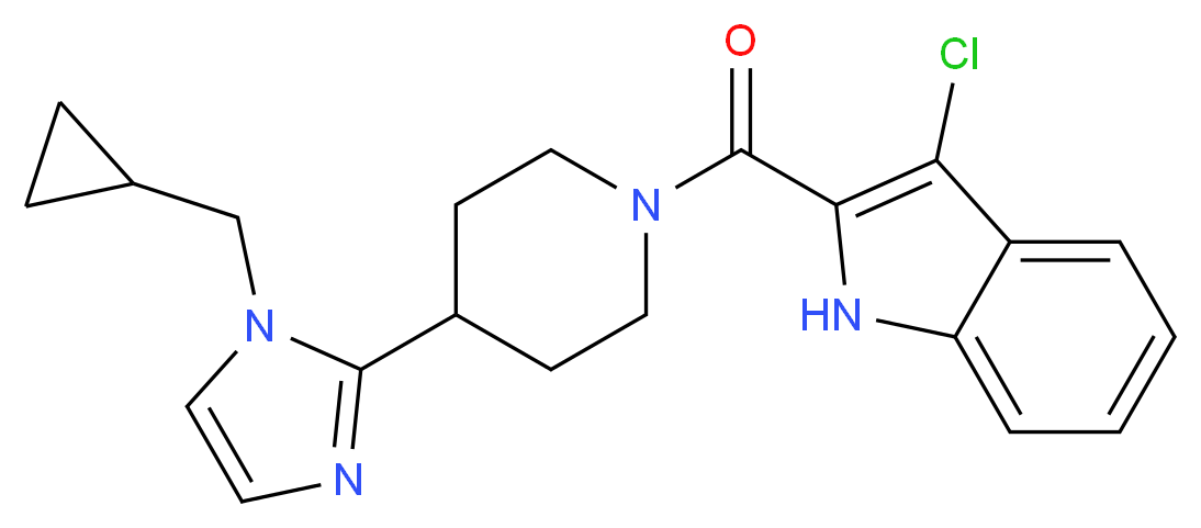 3-chloro-2-({4-[1-(cyclopropylmethyl)-1H-imidazol-2-yl]piperidin-1-yl}carbonyl)-1H-indole_Molecular_structure_CAS_)