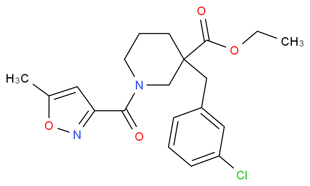 ethyl 3-(3-chlorobenzyl)-1-[(5-methyl-3-isoxazolyl)carbonyl]-3-piperidinecarboxylate_Molecular_structure_CAS_)