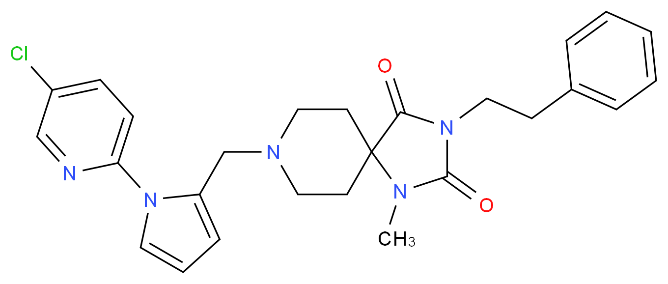 8-{[1-(5-chloro-2-pyridinyl)-1H-pyrrol-2-yl]methyl}-1-methyl-3-(2-phenylethyl)-1,3,8-triazaspiro[4.5]decane-2,4-dione_Molecular_structure_CAS_)