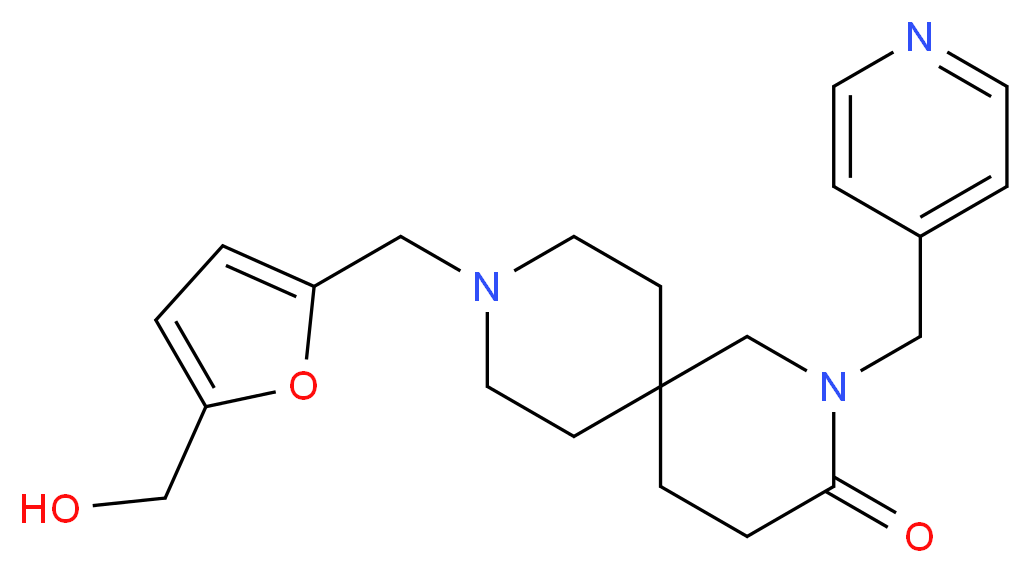 9-{[5-(hydroxymethyl)-2-furyl]methyl}-2-(pyridin-4-ylmethyl)-2,9-diazaspiro[5.5]undecan-3-one_Molecular_structure_CAS_)