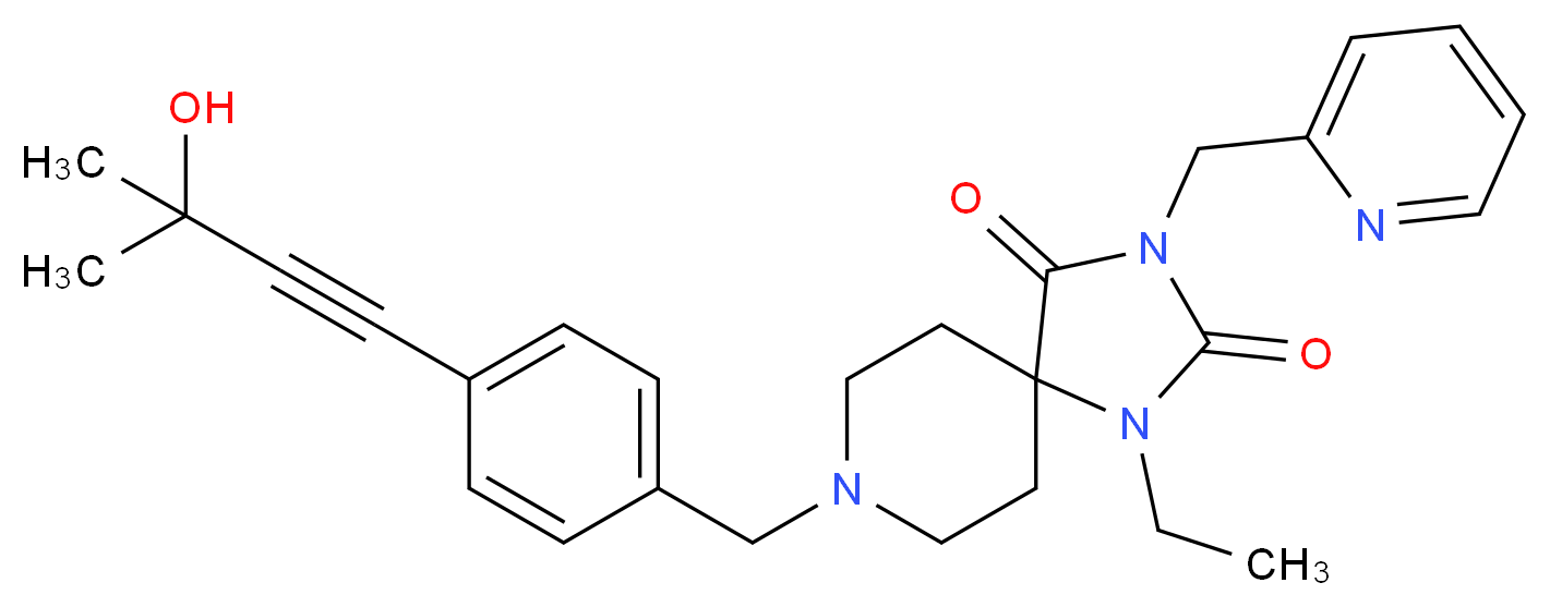 1-ethyl-8-[4-(3-hydroxy-3-methyl-1-butyn-1-yl)benzyl]-3-(2-pyridinylmethyl)-1,3,8-triazaspiro[4.5]decane-2,4-dione_Molecular_structure_CAS_)