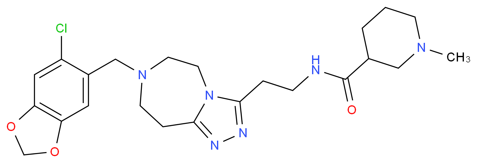 N-(2-{7-[(6-chloro-1,3-benzodioxol-5-yl)methyl]-6,7,8,9-tetrahydro-5H-[1,2,4]triazolo[4,3-d][1,4]diazepin-3-yl}ethyl)-1-methyl-3-piperidinecarboxamide_Molecular_structure_CAS_)