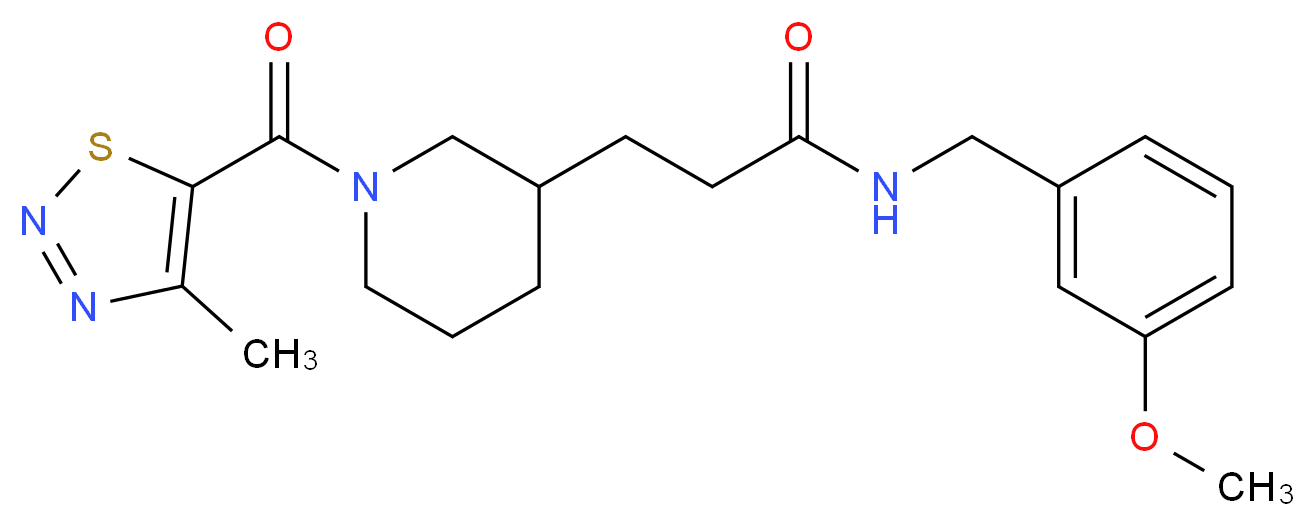 N-(3-methoxybenzyl)-3-{1-[(4-methyl-1,2,3-thiadiazol-5-yl)carbonyl]-3-piperidinyl}propanamide_Molecular_structure_CAS_)