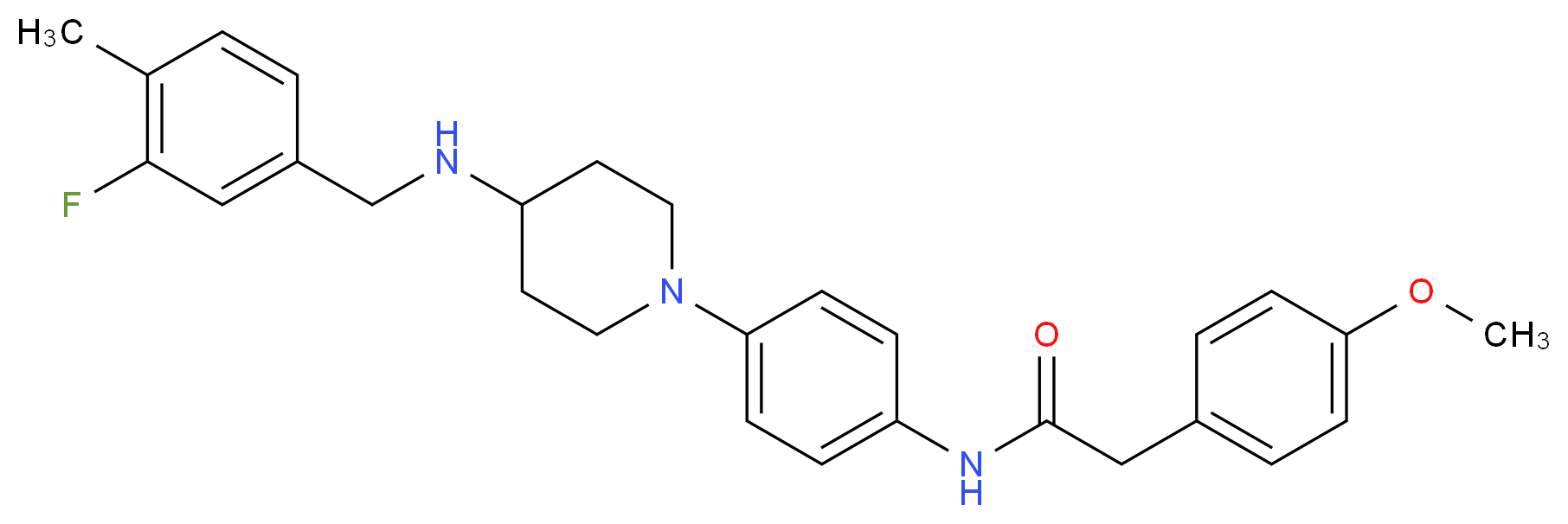 N-(4-{4-[(3-fluoro-4-methylbenzyl)amino]-1-piperidinyl}phenyl)-2-(4-methoxyphenyl)acetamide_Molecular_structure_CAS_)