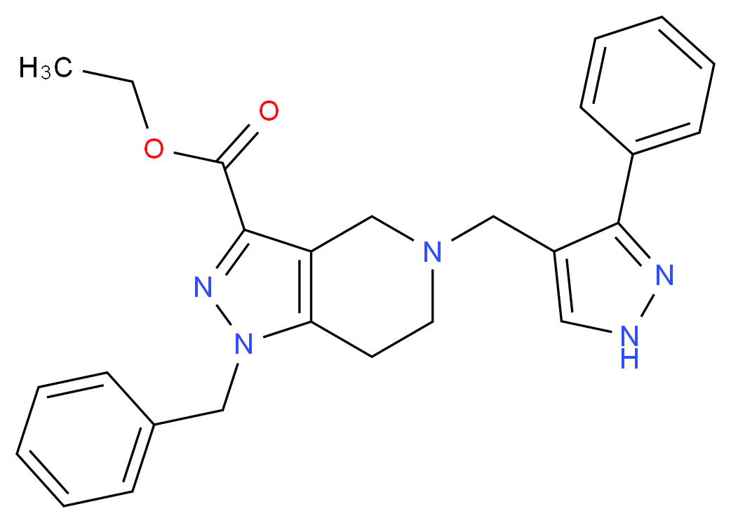 ethyl 1-benzyl-5-[(3-phenyl-1H-pyrazol-4-yl)methyl]-4,5,6,7-tetrahydro-1H-pyrazolo[4,3-c]pyridine-3-carboxylate_Molecular_structure_CAS_)