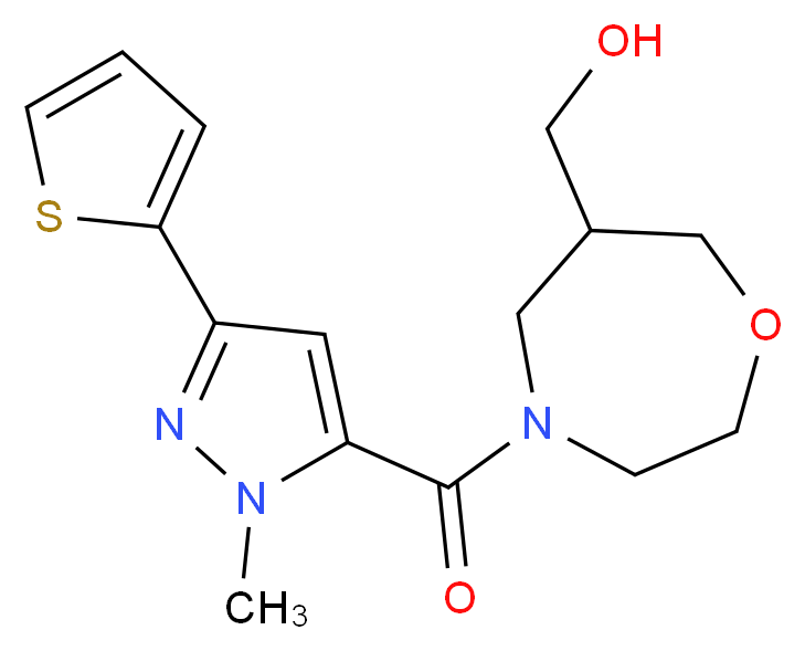 (4-{[1-methyl-3-(2-thienyl)-1H-pyrazol-5-yl]carbonyl}-1,4-oxazepan-6-yl)methanol_Molecular_structure_CAS_)