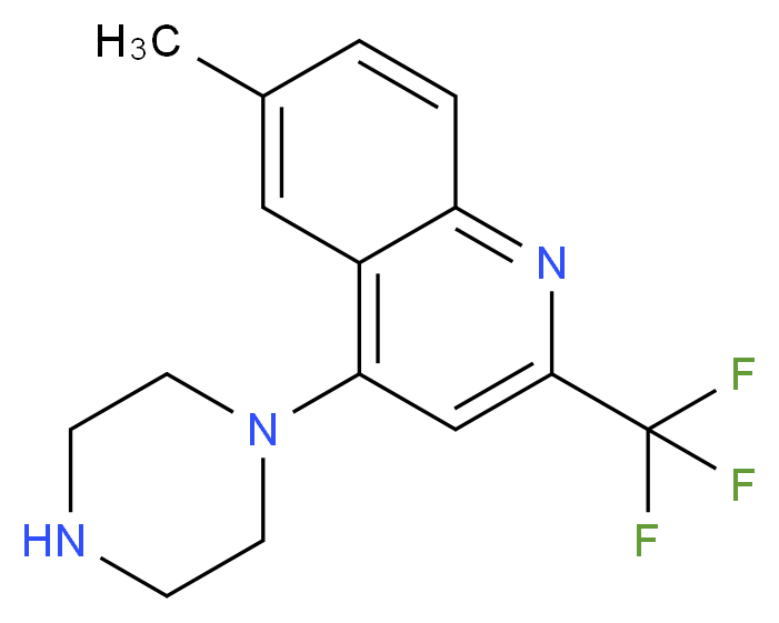 1-[6-Methyl-2-(trifluoromethyl)quinol-4-yl]piperazine 97%_Molecular_structure_CAS_)