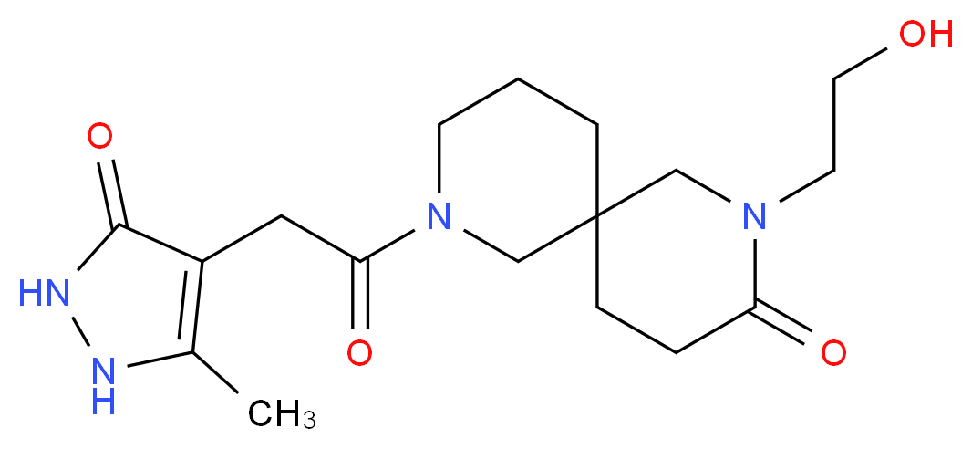 2-(2-hydroxyethyl)-8-[(5-methyl-3-oxo-2,3-dihydro-1H-pyrazol-4-yl)acetyl]-2,8-diazaspiro[5.5]undecan-3-one_Molecular_structure_CAS_)