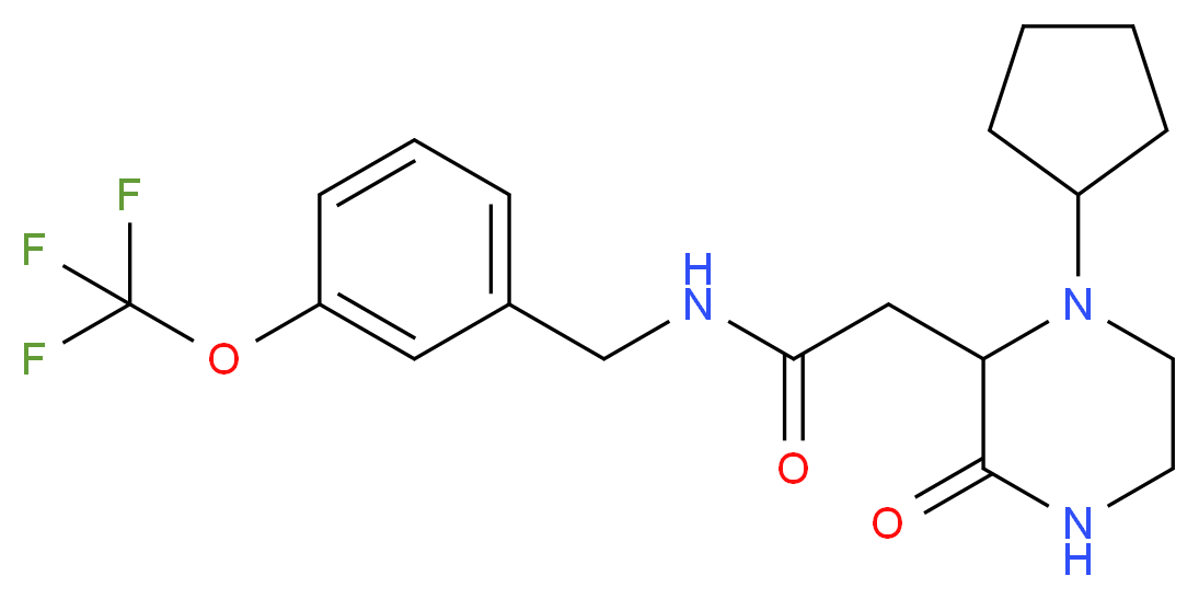 2-(1-cyclopentyl-3-oxo-2-piperazinyl)-N-[3-(trifluoromethoxy)benzyl]acetamide_Molecular_structure_CAS_)