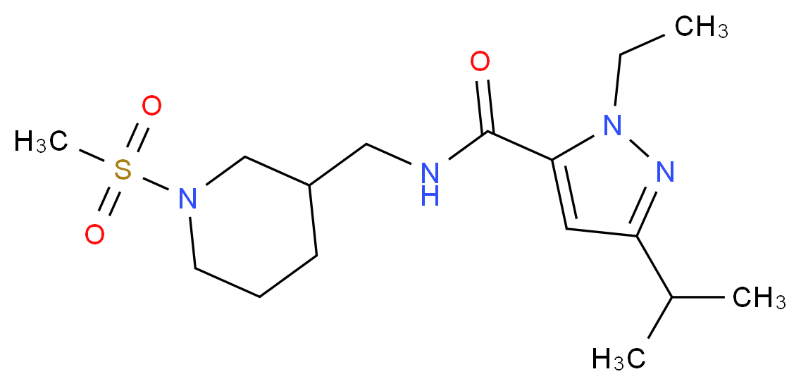 1-ethyl-3-isopropyl-N-{[1-(methylsulfonyl)piperidin-3-yl]methyl}-1H-pyrazole-5-carboxamide_Molecular_structure_CAS_)