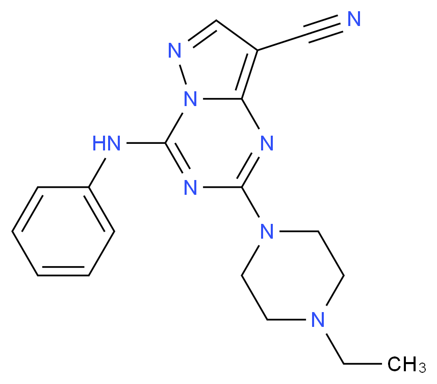 2-(4-ETHYLPIPERAZIN-1-YL)-4-(PHENYLAMINO)PYRAZOLO[1,5-A][1,3,5]TRIAZINE-8-CARBONITRILE_Molecular_structure_CAS_)