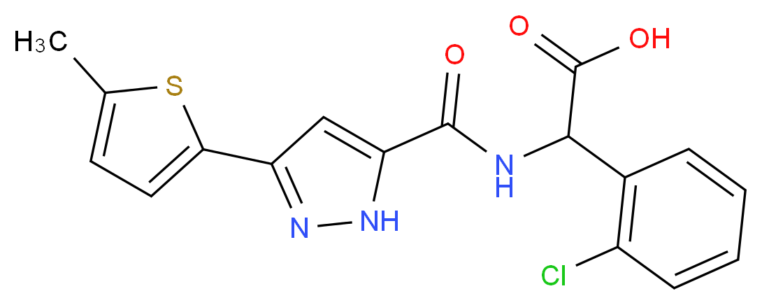 (2-chlorophenyl)({[3-(5-methyl-2-thienyl)-1H-pyrazol-5-yl]carbonyl}amino)acetic acid_Molecular_structure_CAS_)