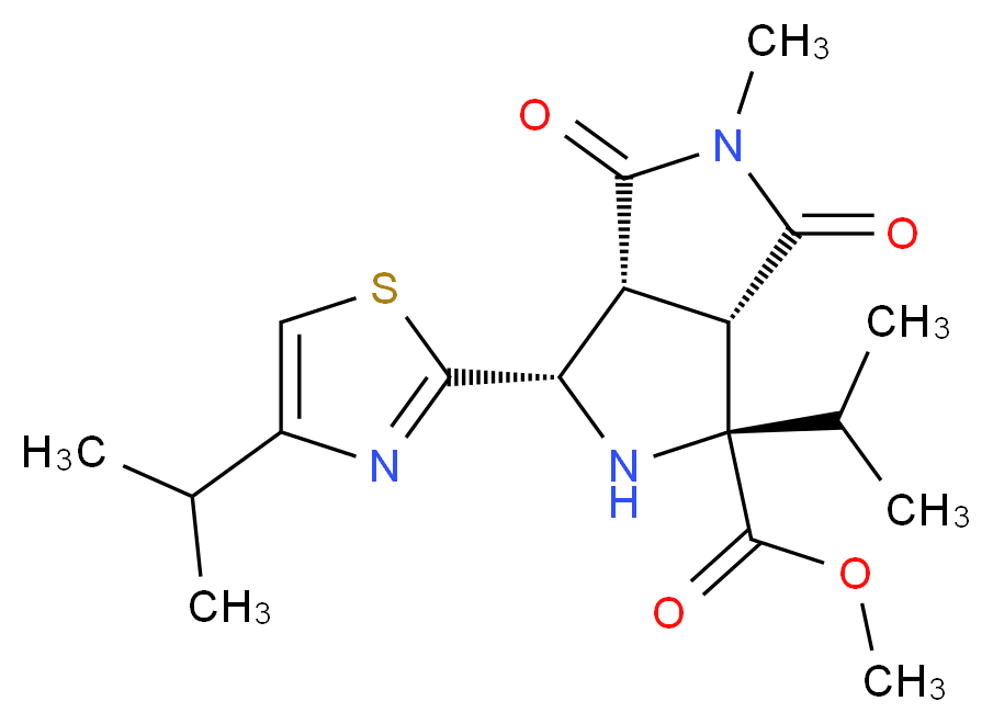 methyl (1R*,3S*,3aR*,6aS*)-1-isopropyl-3-(4-isopropyl-1,3-thiazol-2-yl)-5-methyl-4,6-dioxooctahydropyrrolo[3,4-c]pyrrole-1-carboxylate_Molecular_structure_CAS_)