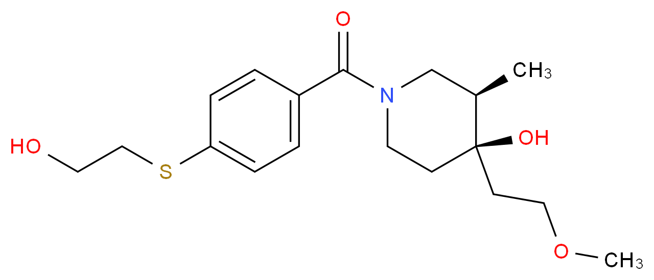 (3R*,4R*)-1-{4-[(2-hydroxyethyl)thio]benzoyl}-4-(2-methoxyethyl)-3-methylpiperidin-4-ol_Molecular_structure_CAS_)