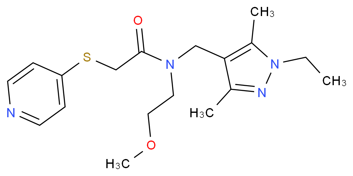 N-[(1-ethyl-3,5-dimethyl-1H-pyrazol-4-yl)methyl]-N-(2-methoxyethyl)-2-(pyridin-4-ylthio)acetamide_Molecular_structure_CAS_)