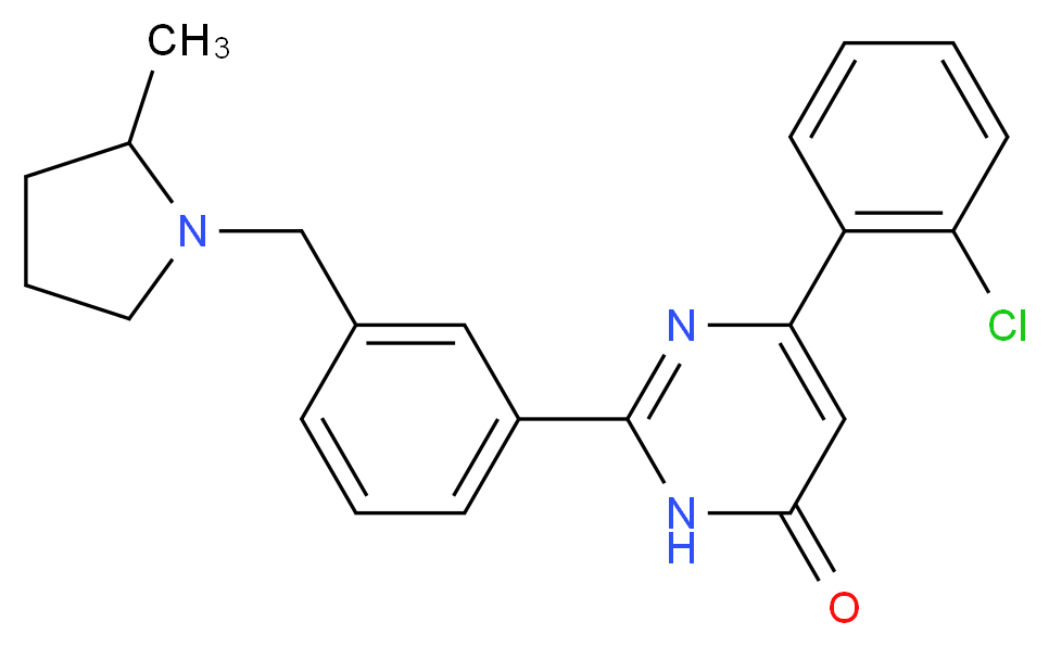 6-(2-chlorophenyl)-2-{3-[(2-methylpyrrolidin-1-yl)methyl]phenyl}pyrimidin-4(3H)-one_Molecular_structure_CAS_)
