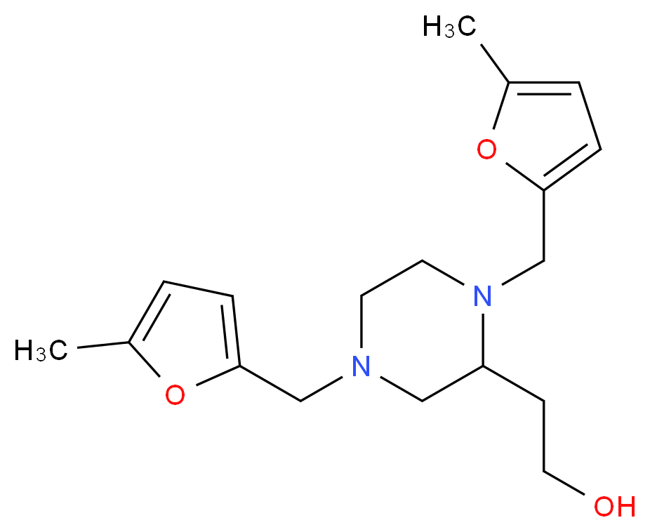 2-{1,4-bis[(5-methyl-2-furyl)methyl]-2-piperazinyl}ethanol_Molecular_structure_CAS_)