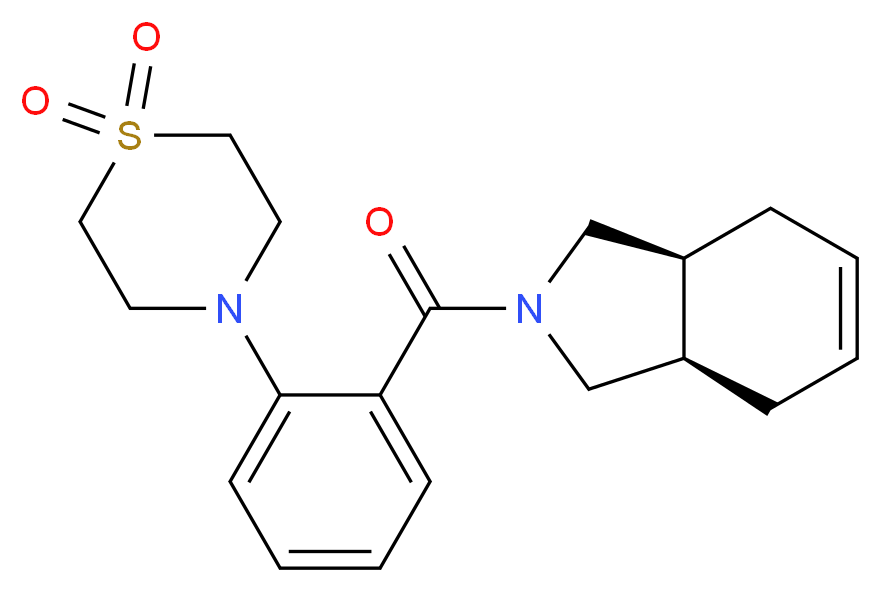 (3aR*,7aS*)-2-[2-(1,1-dioxido-4-thiomorpholinyl)benzoyl]-2,3,3a,4,7,7a-hexahydro-1H-isoindole_Molecular_structure_CAS_)