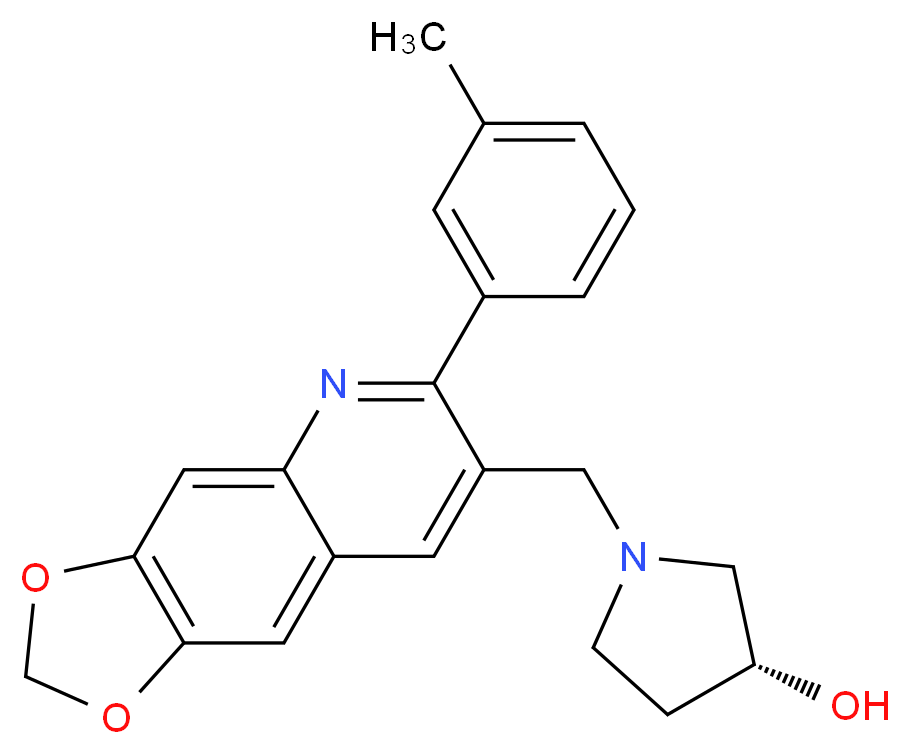 (3R)-1-{[6-(3-methylphenyl)[1,3]dioxolo[4,5-g]quinolin-7-yl]methyl}-3-pyrrolidinol_Molecular_structure_CAS_)