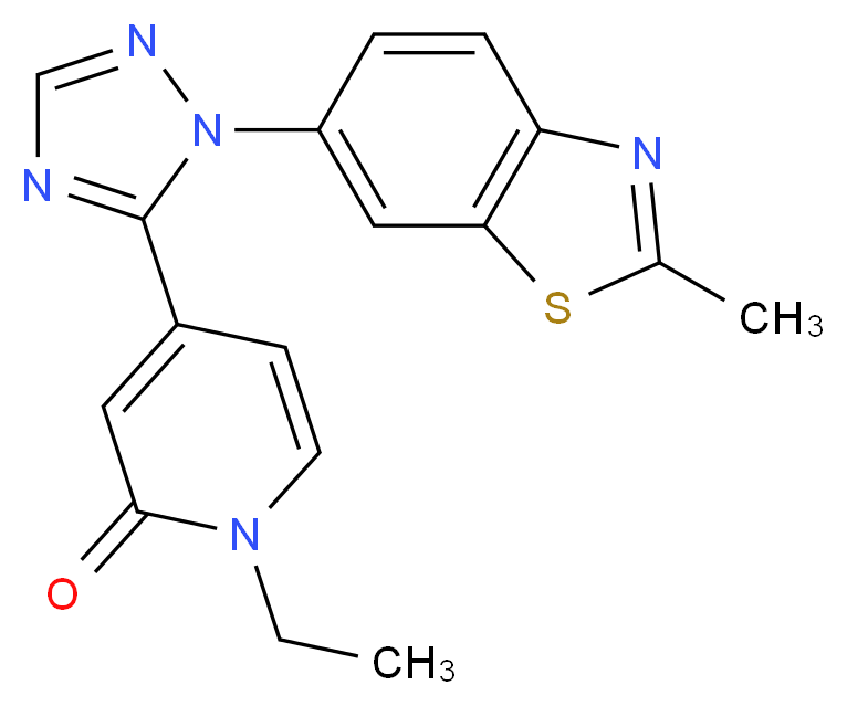 1-ethyl-4-[1-(2-methyl-1,3-benzothiazol-6-yl)-1H-1,2,4-triazol-5-yl]pyridin-2(1H)-one_Molecular_structure_CAS_)