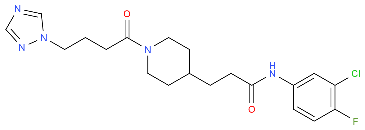 N-(3-chloro-4-fluorophenyl)-3-{1-[4-(1H-1,2,4-triazol-1-yl)butanoyl]-4-piperidinyl}propanamide_Molecular_structure_CAS_)