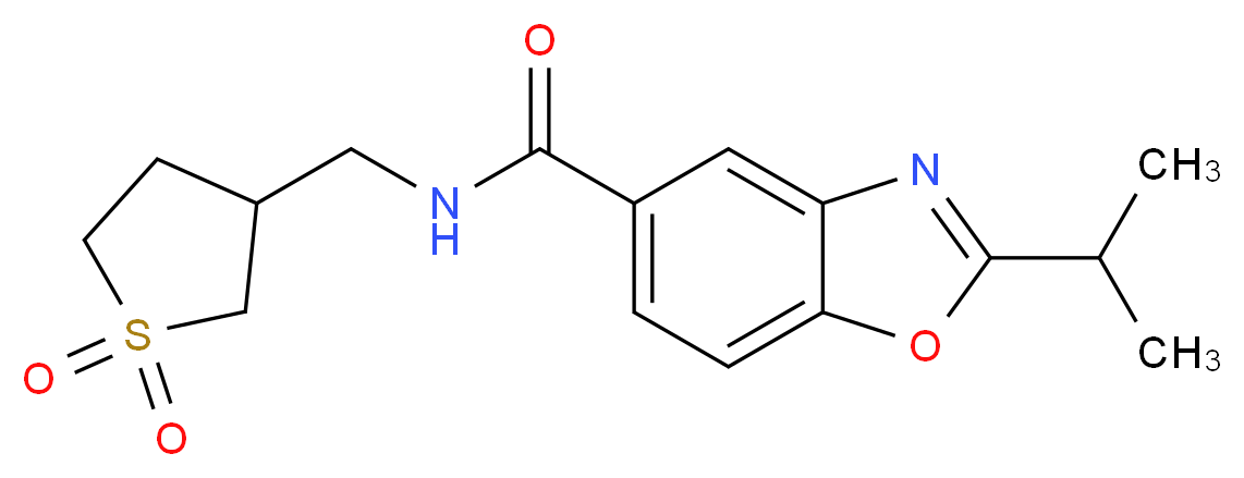 N-[(1,1-dioxidotetrahydro-3-thienyl)methyl]-2-isopropyl-1,3-benzoxazole-5-carboxamide_Molecular_structure_CAS_)