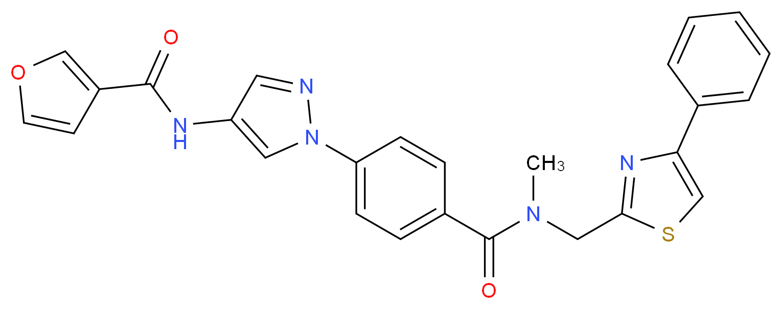 N-{1-[4-({methyl[(4-phenyl-1,3-thiazol-2-yl)methyl]amino}carbonyl)phenyl]-1H-pyrazol-4-yl}-3-furamide_Molecular_structure_CAS_)