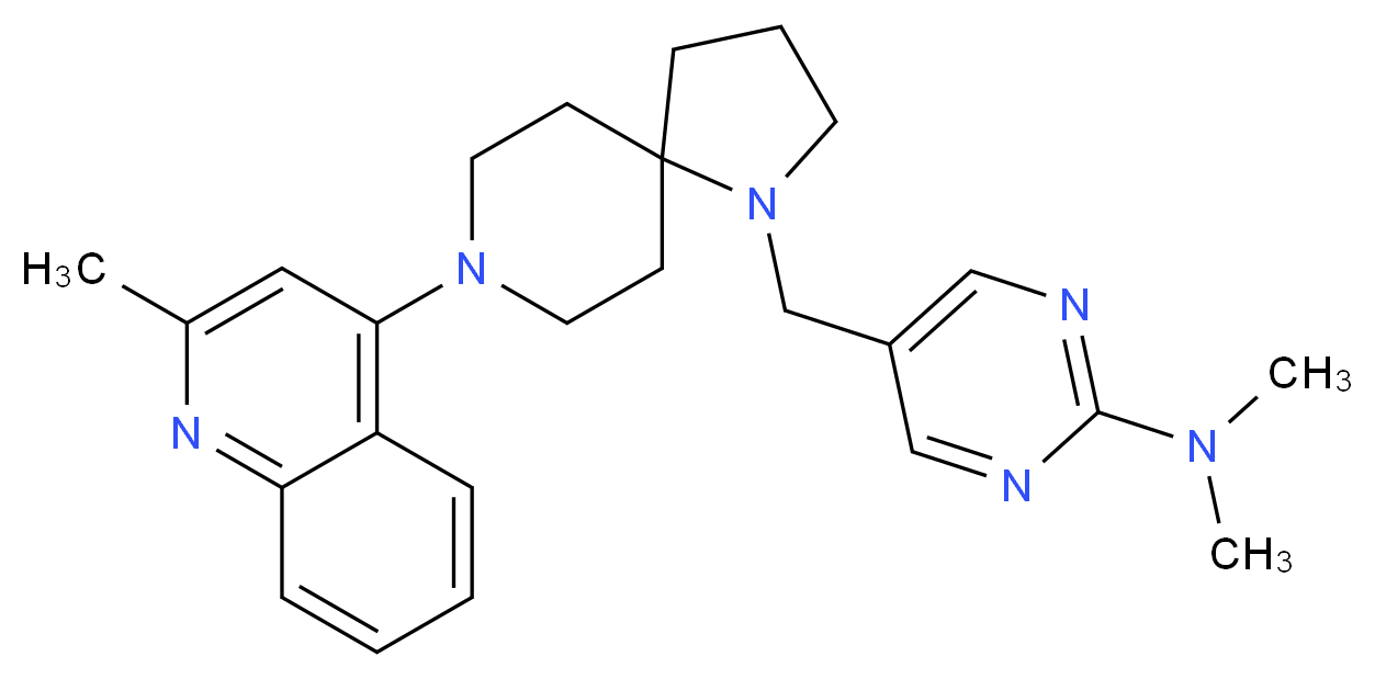 N,N-dimethyl-5-{[8-(2-methyl-4-quinolinyl)-1,8-diazaspiro[4.5]dec-1-yl]methyl}-2-pyrimidinamine_Molecular_structure_CAS_)